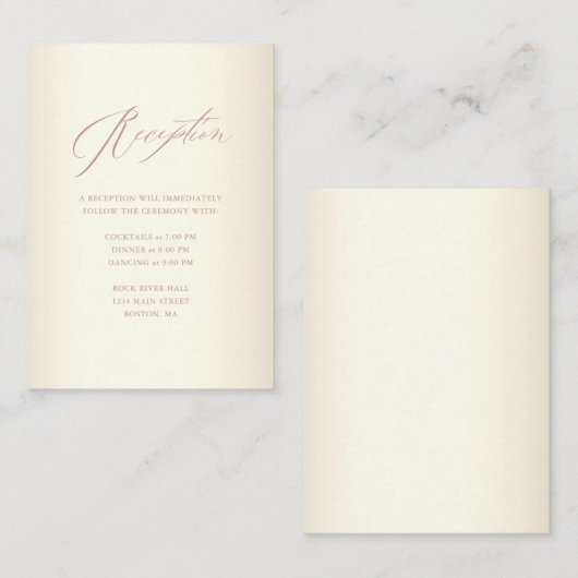 Elegant Roos Gold Calligraphy Champagne Wedding Informatiekaartje (Voorkant / Achterkant)