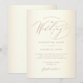Elegant Roos Gold Calligraphy Champagne Wedding Kaart (Voorkant / Achterkant)