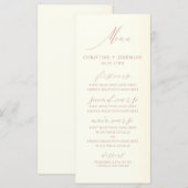 Elegant Roos Gold Calligraphy Champagne Wedding Menu (Voorkant / Achterkant)