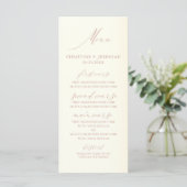 Elegant Roos Gold Calligraphy Champagne Wedding Menu (Staand voorkant)