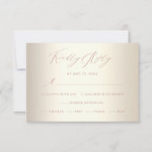 Elegant Roos Gold Calligraphy Champagne Wedding RSVP Kaartje (Voorkant)