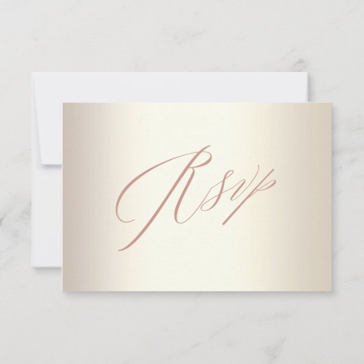 Elegant Roos Gold Calligraphy Champagne Wedding RSVP Kaartje (Achterkant)