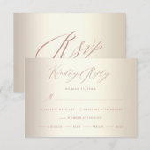 Elegant Roos Gold Calligraphy Champagne Wedding RSVP Kaartje (Voorkant / Achterkant)