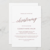 Elegant Roos Gold Calligraphy Christening Kaart (Voorkant / Achterkant)
