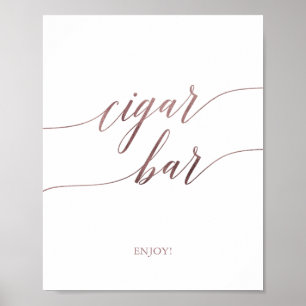 Elegant Roos Gold Calligraphy Cigar Bar Sign. Poster