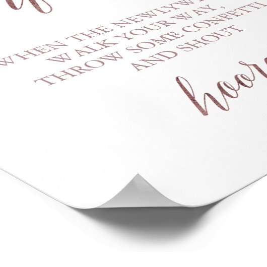 Elegant Roos Gold Calligraphy Confetti Toss Sign Poster (Hoek)