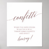 Elegant Roos Gold Calligraphy Confetti Toss Sign Poster (Voorkant)
