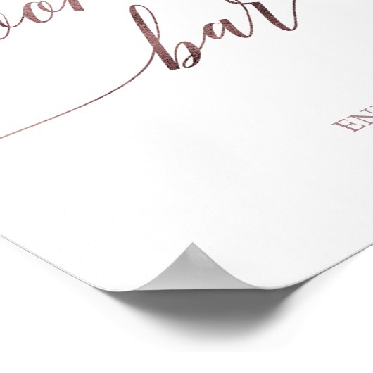 Elegant Roos Gold Calligraphy Cookie Bar Sign Poster (Hoek)