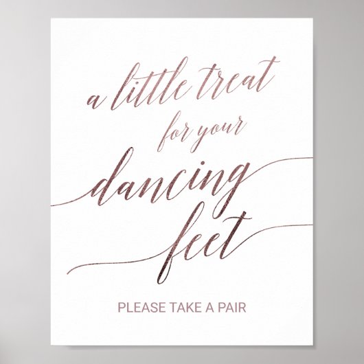 Elegant Roos Gold Calligraphy Dancing Feet Sign Poster (Voorkant)