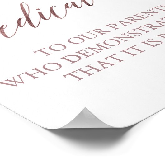 Elegant Roos Gold Calligraphy Dediction Sign Poster (Hoek)