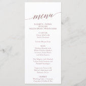 Elegant Roos Gold Calligraphy Dinner Menu Kaart (Voorkant)