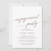 Elegant Roos Gold Calligraphy Engagement Party Kaart (Voorkant)