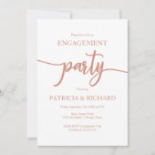 Elegant Roos Gold Calligraphy Engagement Party Kaart (Voorkant)