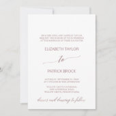 Elegant Roos Gold Calligraphy Formal Wedding Kaart (Voorkant)