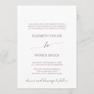 Elegant Roos Gold Calligraphy Formal Wedding Kaart