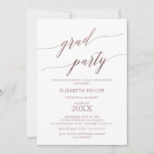 Elegant Roos Gold Calligraphy Gradusion Party Kaart (Voorkant)