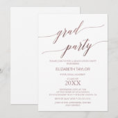 Elegant Roos Gold Calligraphy Gradusion Party Kaart (Voorkant / Achterkant)