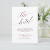 Elegant Roos Gold Calligraphy Hotel Enclosure Kaar Informatiekaartje (Staand voorkant)