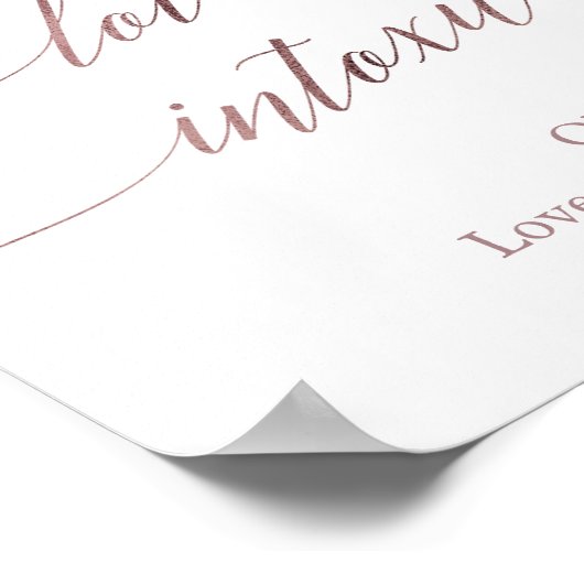 Elegant Roos Gold Calligraphy Love is bedwelmend Poster (Hoek)