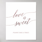 Elegant Roos Gold Calligraphy Love is Sweet Sign Poster (Voorkant)