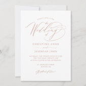 Elegant Roos Gold Calligraphy Metallic Wedding Kaart (Voorkant)
