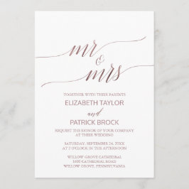 Elegant Roos Gold Calligraphy Mr & Mrs Wedding Kaart