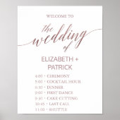 Elegant Roos Gold Calligraphy Order of Events Poster (Voorkant)