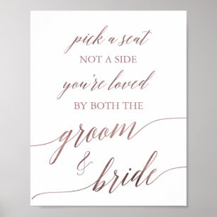 Elegant Roos Gold Calligraphy Pick A Seat Sign Poster