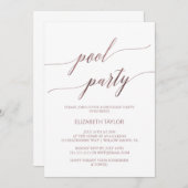Elegant Roos Gold Calligraphy Pool Birthday Kaart (Voorkant / Achterkant)