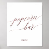 Elegant Roos Gold Calligraphy Popcorn Bar Sign Poster (Voorkant)
