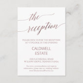 Elegant Roos Gold Calligraphy Reception Kaart (Voorkant)