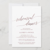 Elegant Roos Gold Calligraphy Rehearsal Dinner Kaart (Voorkant)