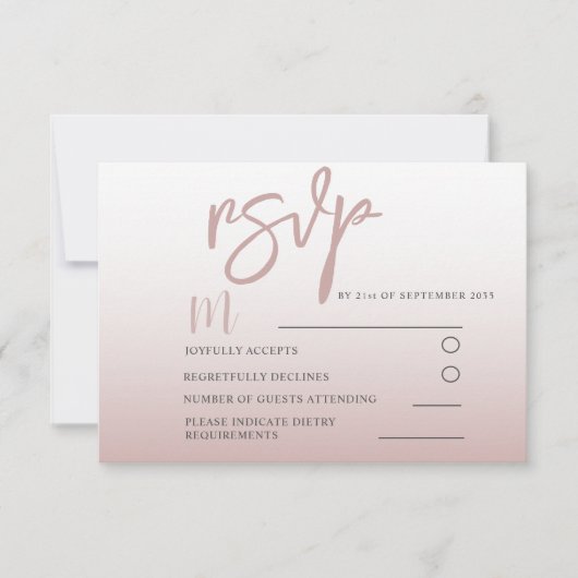 Elegant Roos Gold Calligraphy RSVP Wedding (Voorkant)