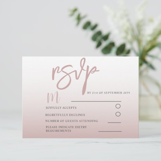 Elegant Roos Gold Calligraphy RSVP Wedding (Staand voorkant)