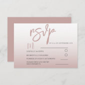 Elegant Roos Gold Calligraphy RSVP Wedding (Voorkant / Achterkant)