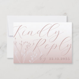 Elegant Roos Gold Calligraphy RSVP Wedding Kaartje