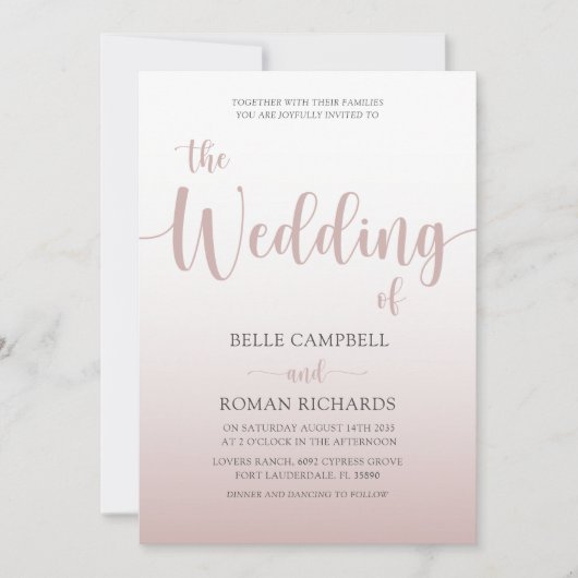 Elegant Roos Gold Calligraphy Script Weddenschap Kaart (Voorkant)