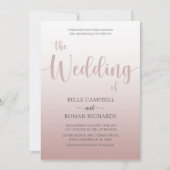 Elegant Roos Gold Calligraphy Script Wedding Inv Kaart (Voorkant)