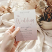 Elegant Roos Gold Calligraphy Script Wedding Inv Kaart