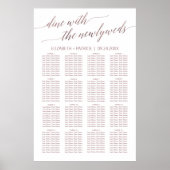 Elegant Roos Gold Calligraphy Seating Chart Poster (Voorkant)