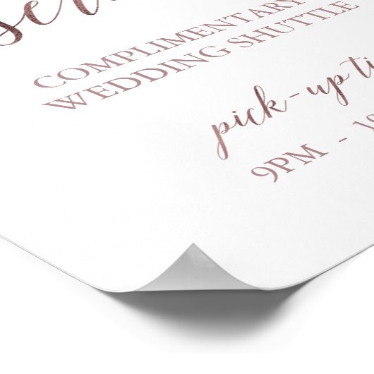 Elegant Roos Gold Calligraphy Shuttle Service Sign Poster (Hoek)