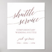 Elegant Roos Gold Calligraphy Shuttle Service Sign Poster (Voorkant)