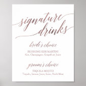 Elegant Roos Gold Calligraphy Signature Drinken Poster (Voorkant)