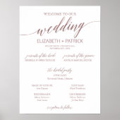 Elegant Roos Gold Calligraphy Sm Wedding Program Poster (Voorkant)