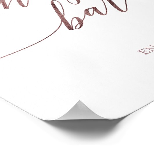 Elegant Roos Gold Calligraphy Snoep Bar Sign. Poster (Hoek)