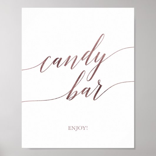 Elegant Roos Gold Calligraphy Snoep Bar Sign. Poster (Voorkant)