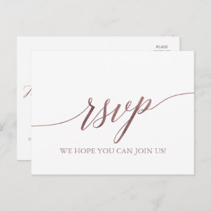 Elegant Roos Gold Calligraphy Song Request RSVP Uitnodiging Briefkaart