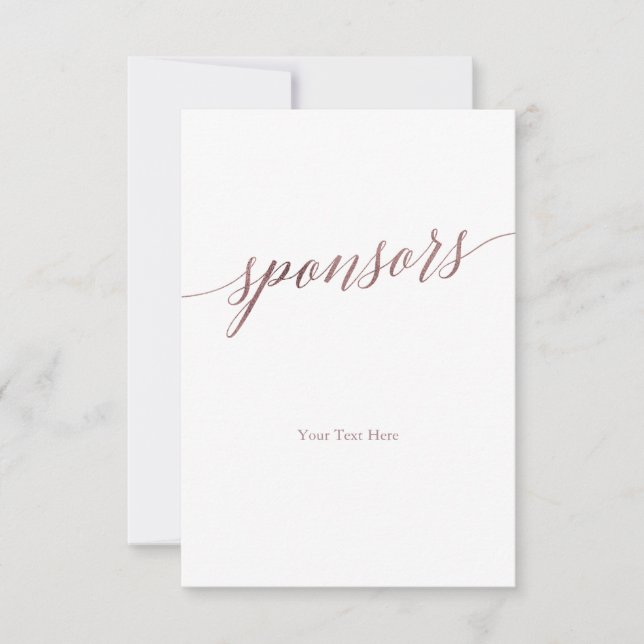 Elegant Roos Gold Calligraphy Sponsors Sign (Voorkant)