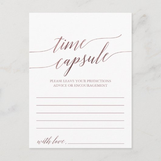 Elegant Roos Gold Calligraphy Time Capsule Kaarten (Voorkant)