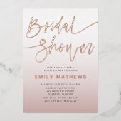 Elegant Roos Gold Calligraphy Vrijgezellenfeest Folie Uitnodiging (Voorkant)